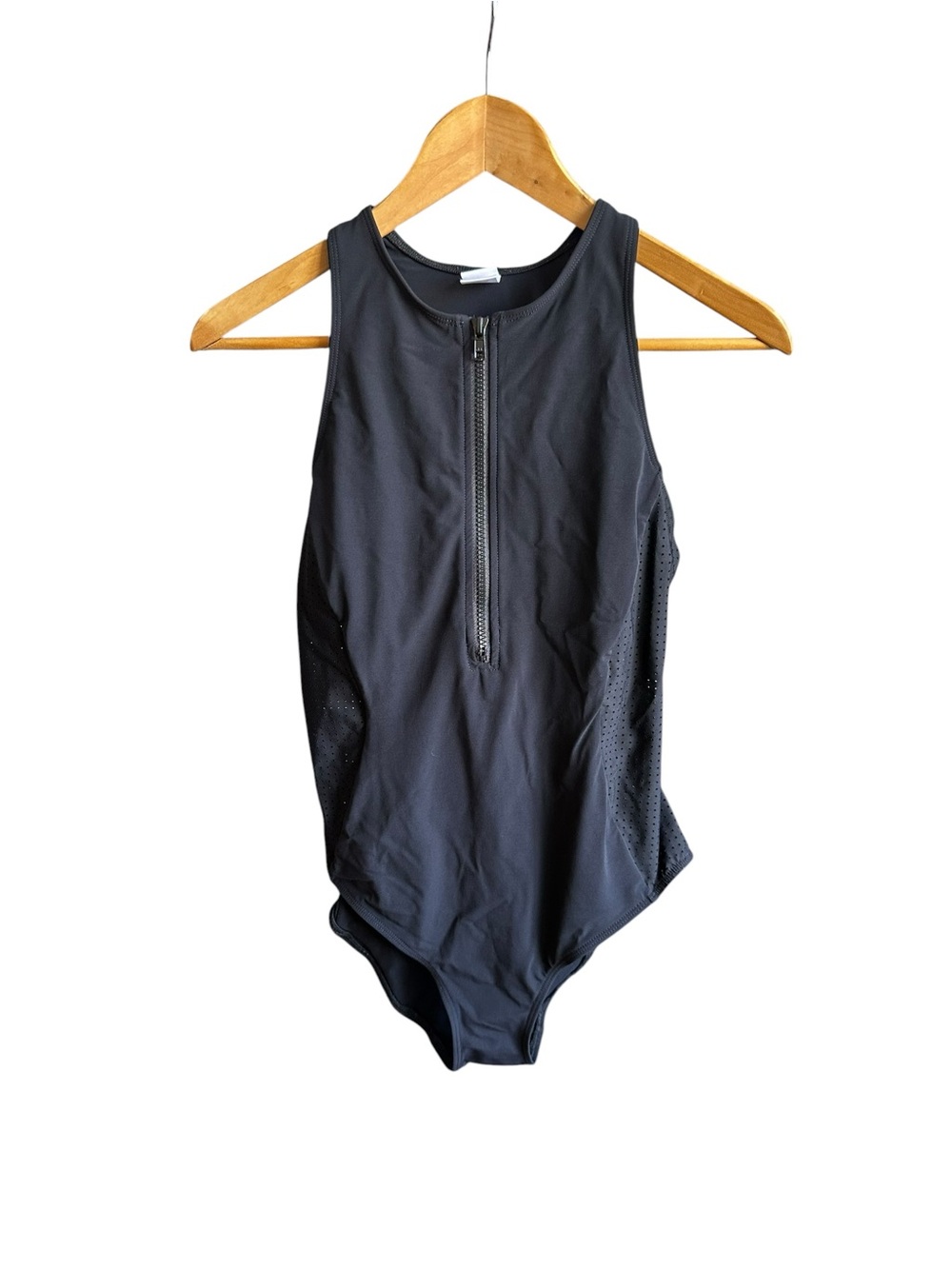 Flagpole NYC Stella One-Piece Swimsuit Size M Black Front Zip Athletic Bodysuit